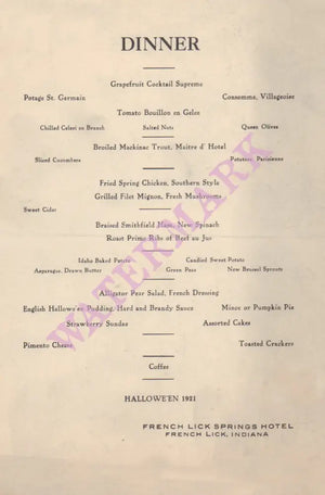 Halloween Dinner French Lick Springs Indiana 1921 Posters Prints & Visual Artwork
