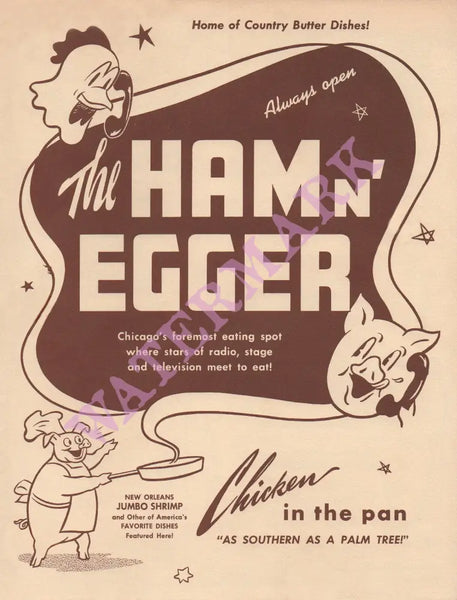 Ham n' Egger, Chicago 1950s Menu Art