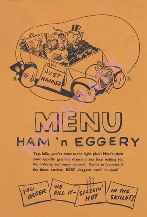 Ham 'n Eggery, Pittsburgh 1946 Menu Art