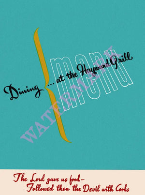 Hayward Grill, Los Angeles 1964 Menu Design