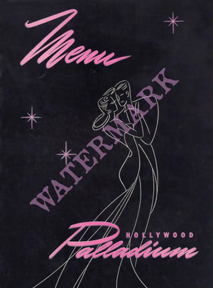 Hollywood Palladium, Los Angeles 1958 Menu Art