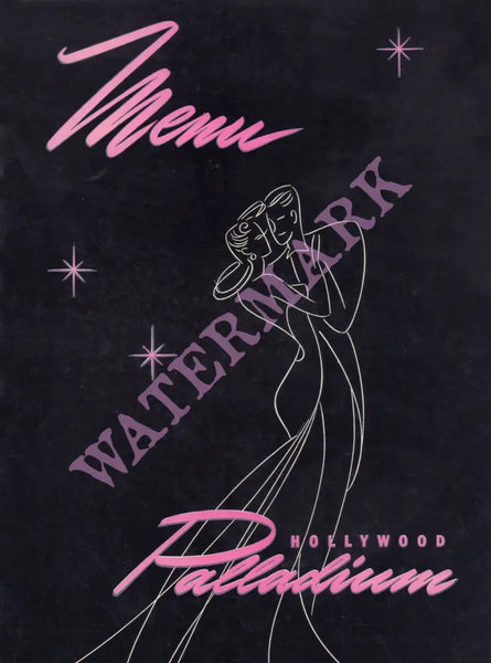 Hollywood Palladium, Los Angeles 1958 Menu Art