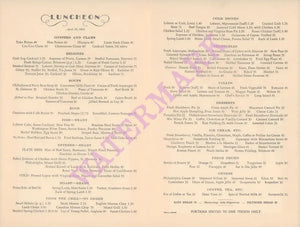 Hotel Biltmore, Los Angeles 1931 Menu
