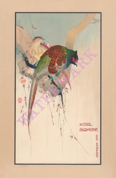 Hotel Biltmore, Los Angeles 1931 Pheasants Menu Art
