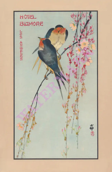 Hotel Biltmore, Los Angeles 1931 Birds menu art