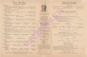 Hotel Lexington, New York 1938 Menu