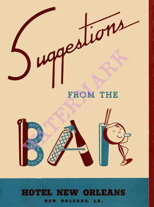 Hotel New Orleans, 1945 Menu Art