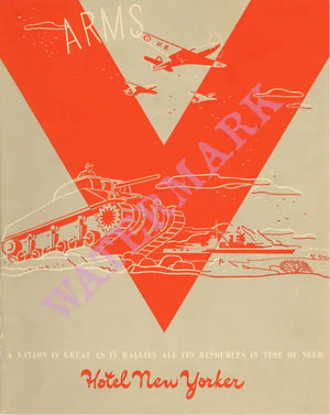 Hotel New Yorker "Arms", New York, 1942 Vintage Menu
