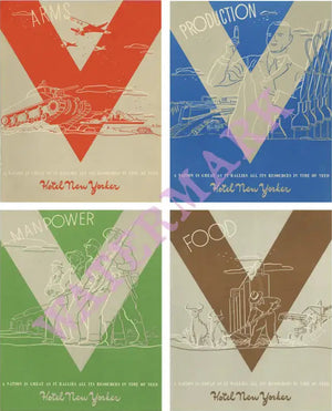 HOTEL NEW YORKER 1942 V FOR VICTORY MENU COLLECTION