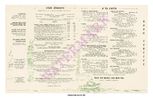Hotel New Yorker Food 1942 Interior Menu