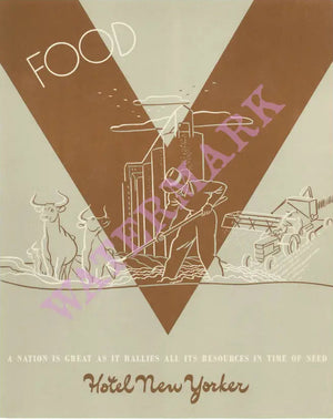 Hotel New Yorker Food 1942 Vintage Menu