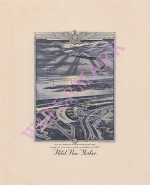 Hotel New Yorker, La Guardia Airport, New York 1941 Menu Art