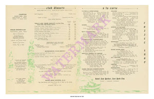 Hotel New Yorker Manpower 1942 Vintage Menu Interior