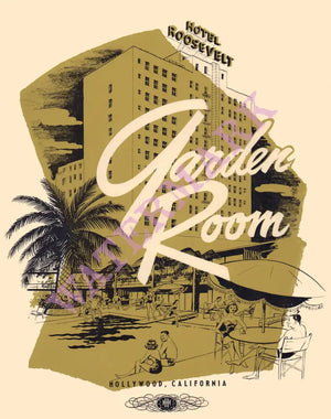 Hotel Roosevelt Garden Room, Hollywood 1963 | Vintage Menu Art - cover