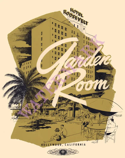 Hotel Roosevelt Garden Room, Hollywood 1963 | Vintage Menu Art - cover