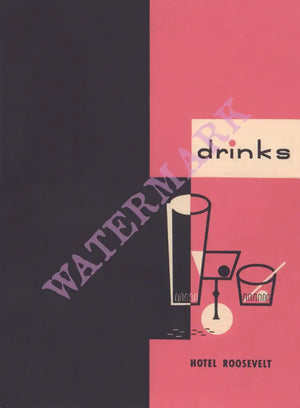 Hotel Roosevelt Rough Rider Cocktail Lounge, New York 1952 | Vintage Menu Art - cocktail lounge menu cover