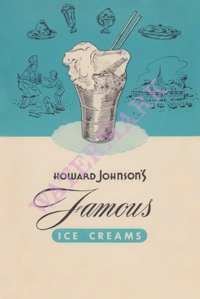 Howard Johnson's Famous Ice Creams 1950 Menu Art