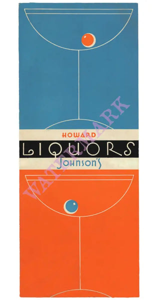 Howard Johnson's Liquors, USA 1950s Cocktail Menu