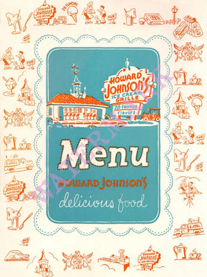 Howard Johnson’s Menu 1960s Posters Prints & Visual Artwork