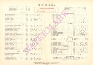 Imperial Hotel, Tokyo 1956 menu