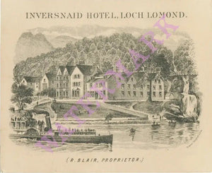 Inversnaid Hotel, Loch Lomond Scotland 1880s Menu Art