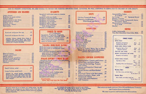 Italian Kitchens, Los Angeles 1940s Menu