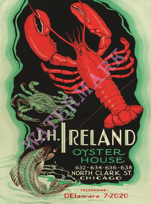 J. H. Ireland, Chicago, 1940s Menu Art