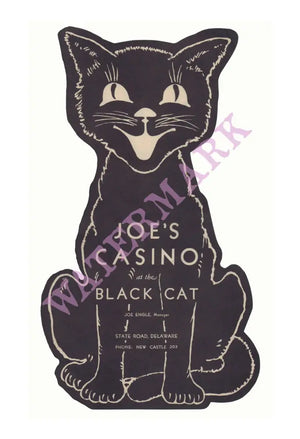 Joe's Casino at The Black Cat, New Castle, Delaware 1930s Menu Art