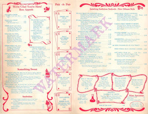 Johnny Caces , Longview, Texas 1979 Menu