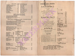 John's Cafe, Santa Catalina Island 1930s Menu