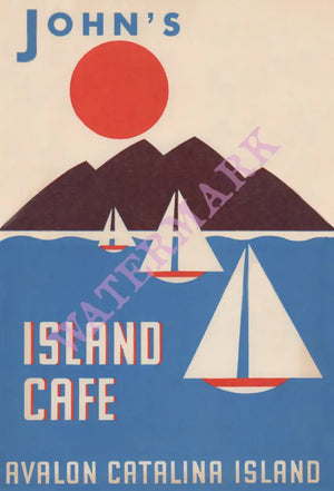 John's Island Cafe, Santa Catalina 1940s/50s Menu Art