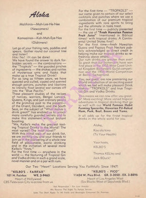 Kelbo's, Los Angeles 1963 Aloha Tiki