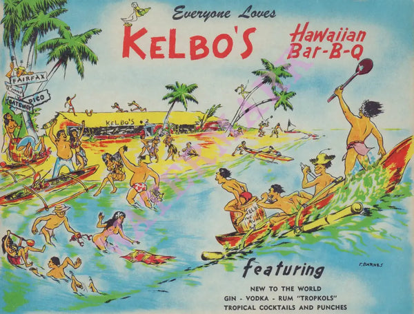 Kelbo's, Los Angeles 1963 Tiki Menu Art