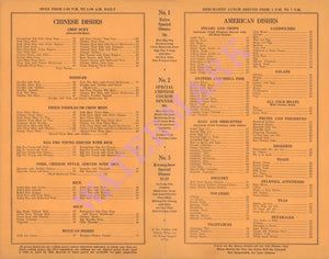 Kwang Chow Cafe, USA 1940s Chinese american menu