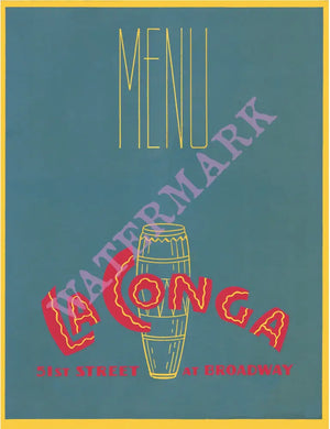 La Conga, New York 1940s Menu Art