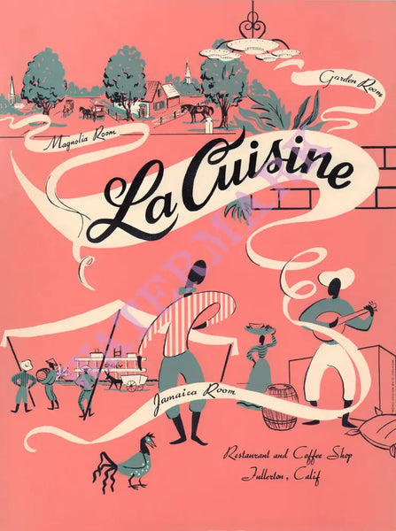 La Cuisine, Fullerton 1959 Menu Art