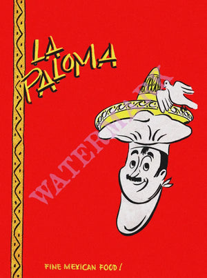 La Paloma, Los Angeles 1960s Menu Art