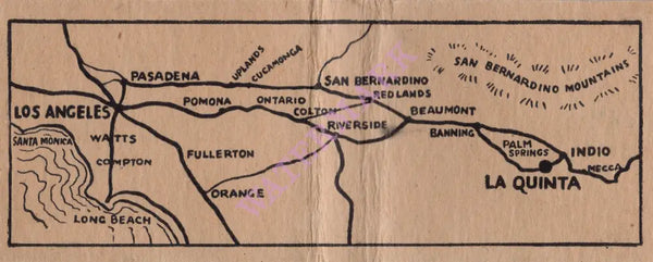 La Quinta Hotel, Palm Springs 1930s Map