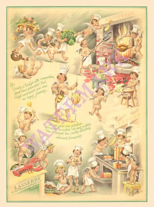 Lasserre, Paris 1940s Cherubic menu art