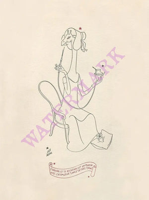 Le Pavilion Henri IV, France 1950s Menu Art by Jan Mara