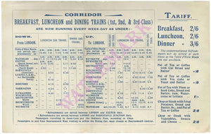 London and South Western Railway Dining Car Menu, 1906