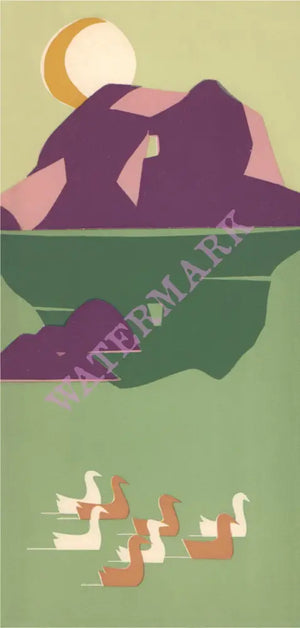 M.S. Meteor Bergen Line 1956 Menu Art