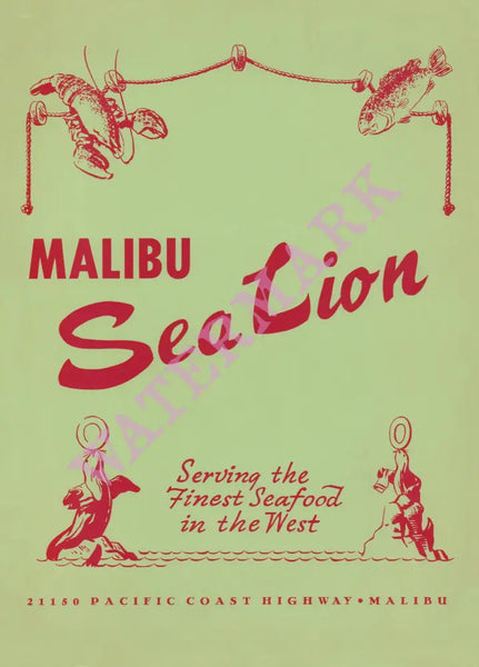 Malibu Sea Lion, Malibu 1960s Menu Art
