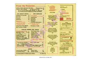 McDonnell’s Drive-in Los Angeles 1940s Vintage Americana Menus