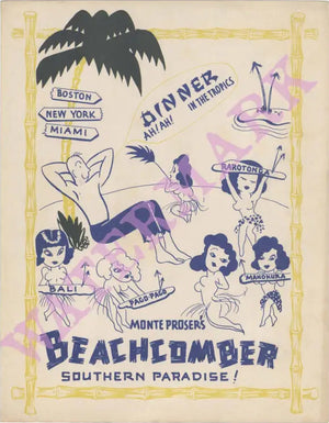 Monte Proser's Beachcomber, Boston, 1940s Vintage Menu
