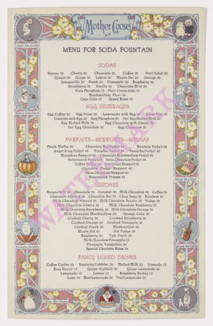Mother Goose Tea Room, St Louis 1930s Menu