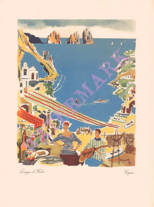 Motonave Saturnia, Capri 1956 Menu Art