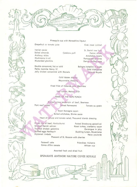 Motor Ship Vulcania, Farewell Dinner, Venice 1963