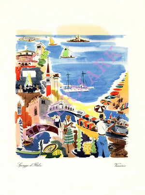 Motor Ship Vulcania, Farewell Dinner, Venice 1963 Menu Art