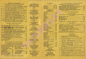 Nate's Deli, "Mr Corned Beef of Palm Springs" 1950s Deli Menu